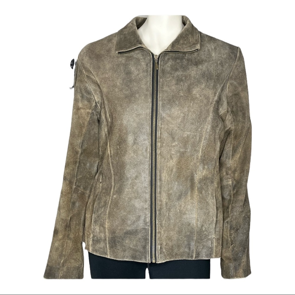 Wilsons Leather Maxima Lined Distressed Look Jacket Sz Large